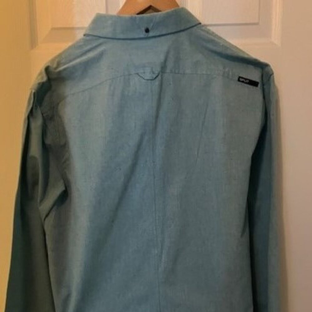 Split Bound By Name. Aqua - Button Up Men's Long Sleeve Shirt Wrinkle Free - Picture 10 of 10